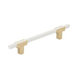 Amerock Urbanite 5-1/16(128) Inch Center to Center Handle Cabinet Pull Brushed Gold/White