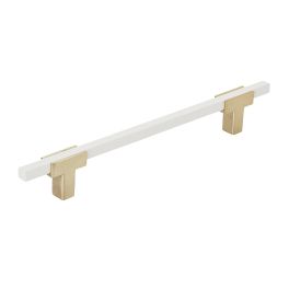 Amerock Urbanite 6-5/16(160) Inch Center to Center Handle Cabinet Pull Brushed Gold/White