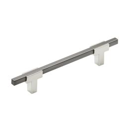 Amerock Urbanite 5-1/16(128) Inch Center to Center Handle Cabinet Pull Polished Chrome/Black Chrome