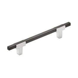 Amerock Urbanite 5-1/16(128) Inch Center to Center Handle Cabinet Pull Polished Chrome/Brushed Matte Black