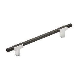 Amerock Urbanite 6-5/16(160) Inch Center to Center Handle Cabinet Pull Polished Chrome/Brushed Matte Black