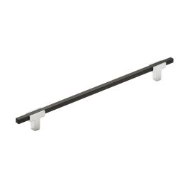 Amerock Urbanite 10-1/16(256) Inch Center to Center Handle Cabinet Pull Polished Chrome/Brushed Matte Black