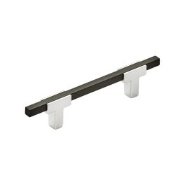 Amerock Urbanite 3-3/4(96) Inch Center to Center Handle Cabinet Pull Polished Chrome/Brushed Matte Black