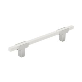 Amerock Urbanite 5-1/16(128) Inch Center to Center Handle Cabinet Pull Polished Chrome/White