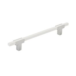 Amerock Urbanite 6-5/16(160) Inch Center to Center Handle Cabinet Pull Polished Chrome/White