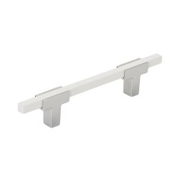 Amerock Urbanite 3-3/4(96) Inch Center to Center Handle Cabinet Pull Polished Chrome/White