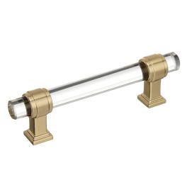 Amerock Glacio 3-3/4(96) Inch Center to Center Handle Cabinet Pull Clear/Golden Champagne