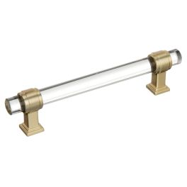 Amerock Glacio 5-1/16(128) Inch Center to Center Handle Cabinet Pull Clear/Golden Champagne