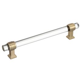 Amerock Glacio 6-5/16(160) Inch Center to Center Handle Cabinet Pull Clear/Golden Champagne