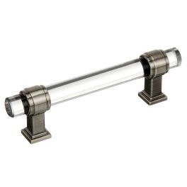 Amerock Glacio 3-3/4(96) Inch Center to Center Handle Cabinet Pull Clear/Gunmetal