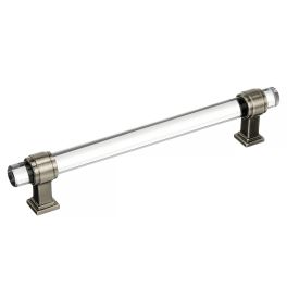 Amerock Glacio 6-5/16(160) Inch Center to Center Handle Cabinet Pull Clear/Gunmetal
