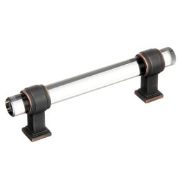 Amerock Glacio 3-3/4(96) Inch Center to Center Handle Cabinet Pull Clear/Oil-Rubbed Bronze