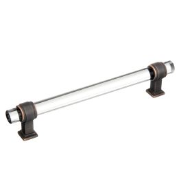 Amerock Glacio 6-5/16(160) Inch Center to Center Handle Cabinet Pull Clear/Oil-Rubbed Bronze