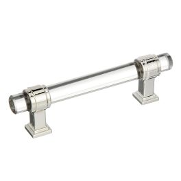 Amerock Glacio 3-3/4(96) Inch Center to Center Handle Cabinet Pull Clear/Polished Nickel 