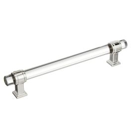 Amerock Glacio 6-5/16(160) Inch Center to Center Handle Cabinet Pull Clear/Polished Nickel 