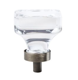 Amerock Glacio 1-3/8(35) Inch Lenght Cabinet Knob Clear/Gunmetal 