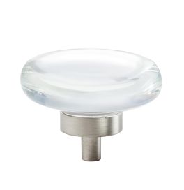 Amerock Glacio 1-3/4(44) Inch Lenght Cabinet Knob Clear/Satin Nickel 