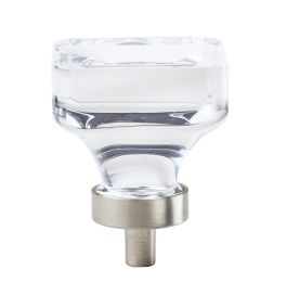 Amerock Glacio 1-3/8(35) Inch Lenght Cabinet Knob Clear/Satin Nickel 