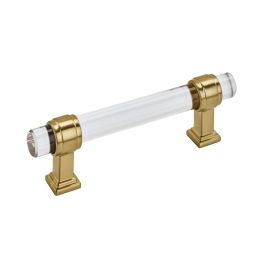 Amerock Glacio 3-3/4(96) Inch Center to Center Handle Cabinet Pulls Clear/Champagne Bronze