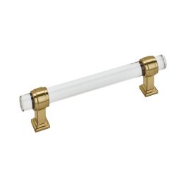 Amerock Glacio 5-1/16(128) Inch Center to Center Handle Cabinet Pulls Clear/Champagne Bronze