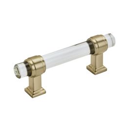 Amerock Glacio 3(76) Inch Center to Center Handle Cabinet Pulls Clear/Golden Champagne