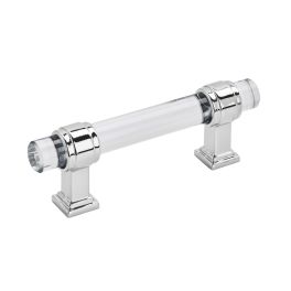 Amerock Glacio 3(76) Inch Center to Center Handle Cabinet Pulls Clear/Polished Chrome