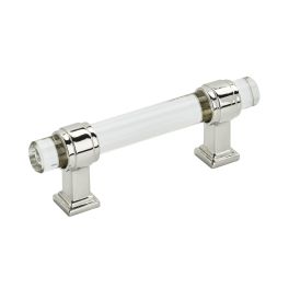 Amerock Glacio 3(76) Inch Center to Center Handle Cabinet Pulls Clear/Polished Nickel