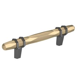 Amerock London 3-3/4(96) Inch Center to Center Handle Cabinet Pull Golden Champagne/Black Chrome