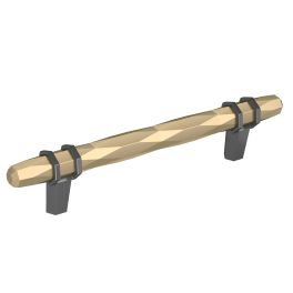 Amerock London 5-1/16(128) Inch Center to Center Handle Cabinet Pull Golden Champagne/Black Chrome