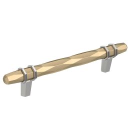 Amerock London 5-1/16(128) Inch Center to Center Handle Cabinet Pull Golden Champagne/Polished Chrome