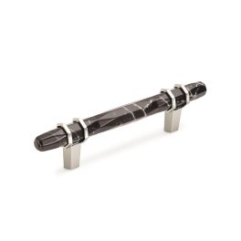 Amerock Carrione 3-3/4(96) Inch Center to Center Handle Cabinet Pull Marble Black/Polished Nickel