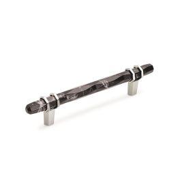 Amerock Carrione 5-1/16(128) Inch Center to Center Handle Cabinet Pull Marble Black/Polished Nickel