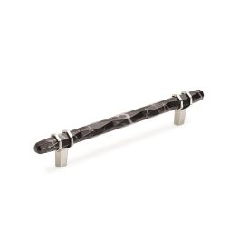 Amerock Carrione 6-5/16(170) Inch Center to Center Handle Cabinet Pull Marble Black/Polished Nickel