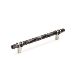 Amerock Carrione 6-5/16(170) Inch Center to Center Handle Cabinet Pull Marble Black/Polished Nickel