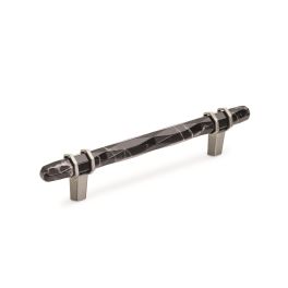 Amerock Carrione 5-1/16(128) Inch Center to Center Handle Cabinet Pull Marble Black/Satin Nickel