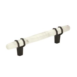 Amerock Carrione 3-3/4(96) Inch Center to Center Handle Cabinet Pull Marble White/Black Bronze