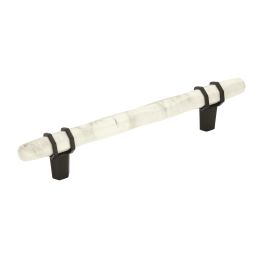 Amerock Carrione 5-1/16(128) Inch Center to Center Handle Cabinet Pull Marble White/Black Bronze