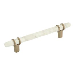 Amerock Carrione 5-1/16(128) Inch Center to Center Handle Cabinet Pull Marble White/Golden Champagne