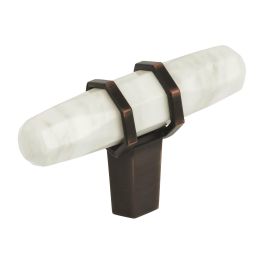 Amerock Carrione 2-1/2(64) Inch Lenght Cabinet Knob Marble White/Oil-Rubbed Bronze