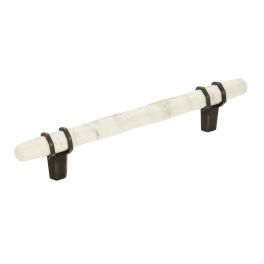 Amerock Carrione 5-1/16(128) Inch Center to Center Handle Cabinet Pull Marble White/Oil-Rubbed Bronze