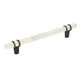 Amerock Carrione 6-5/16(160) Inch Center to Center Handle Cabinet Pull Marble White/Oil-Rubbed Bronze