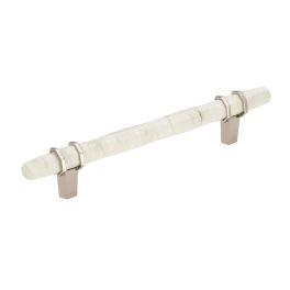 Amerock Carrione 5-1/16(128) Inch Center to Center Handle Cabinet Pull Marble White/Polished Nickel