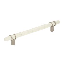 Amerock Carrione 6-5/16(160) Inch Center to Center Handle Cabinet Pull Marble White/Polished Nickel