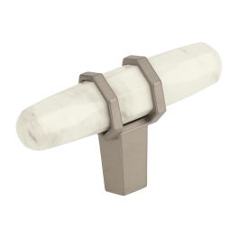 Amerock Carrione 2-1/2(64) Inch Lenght Cabinet Knob Marble White/Satin Nickel