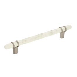 Amerock Carrione 6-5/16(160) Inch Center to Center Handle Cabinet Pull Marble White/Satin Nickel