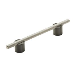 Amerock Transcendent 5-1/16(128) Inch Center to Center Handle Cabinet Pull Matte Black/Silver Champagne