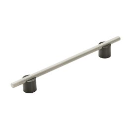 Amerock Transcendent 7-9/16(192) Inch Center to Center Handle Cabinet Pull Matte Black/Silver Champagne