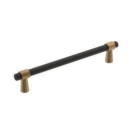 Amerock Mergence 6-5/16(160) Inch Center to Center Handle Cabinet Pull Matte Black/Champagne Bronze