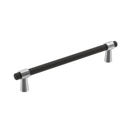 Amerock Mergence 6-5/16(160) Inch Center to Center Handle Cabinet Pull Matte Black/Polished Chrome