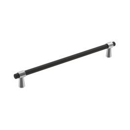 Amerock Mergence 8-13/16(224) Inch Center to Center Handle Cabinet Pull Matte Black/Polished Chrome